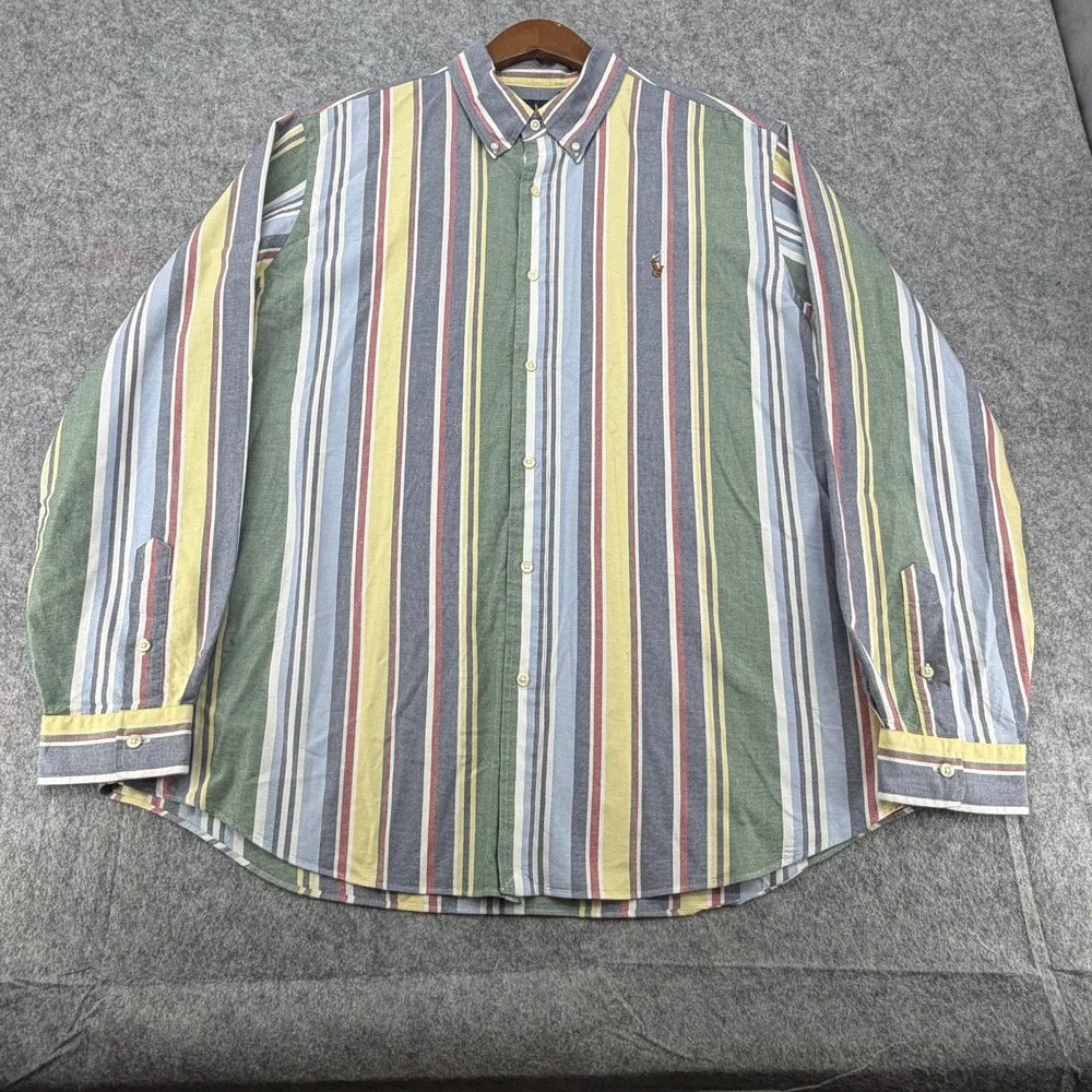 Polo Ralph Lauren Mens XXL Classic Fit Multi Color Striped Oxford Shirt Long Slv